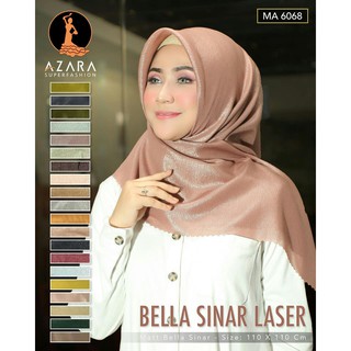 Jual AZARA BELLA SHINAR Segi Empat Glowing Hijab Laser Cut Corn Skin