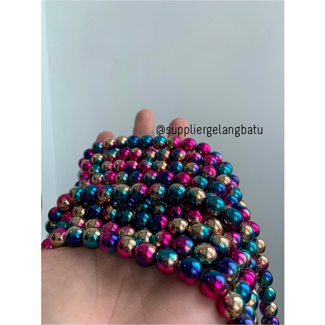 spacer multicolour 10mm steel bulet bahan gelang kalung charm premium