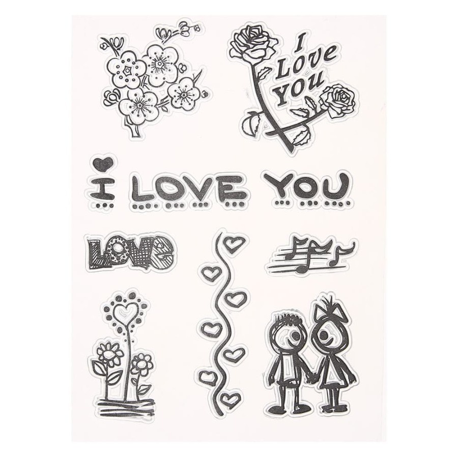 Clear Stamp (Stempel Transparan/Bening) - Love and Flower Pattern