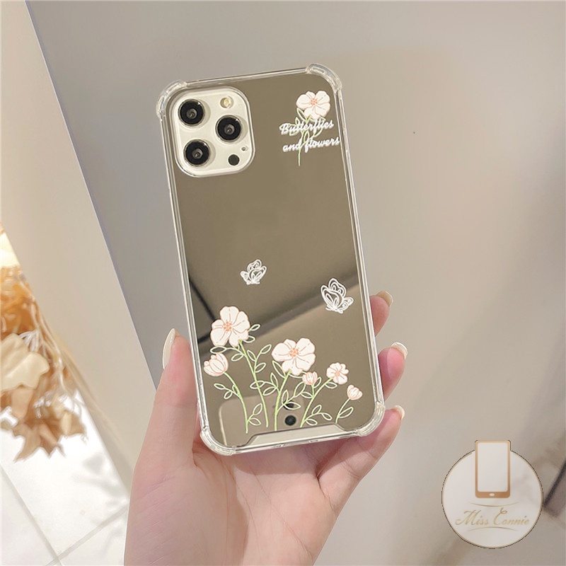 Mirror Case Compatible for IPhone 7Plus  8Plus  13 12 11 Pro Max 7 8 XR X XS MAX SE 2020 13Pro Max Fresh Flower Soft Tpu Shockproof Makeup Mirrow Back Cover