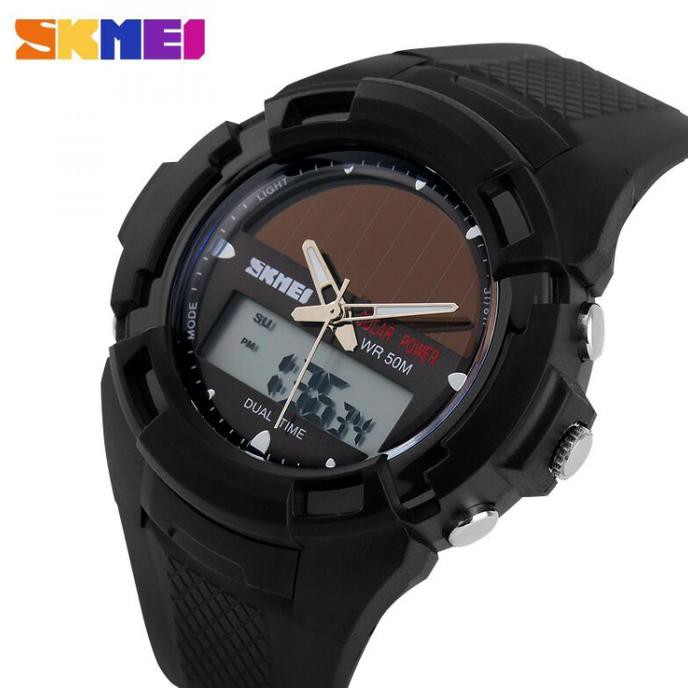 promo | diskon | sale SKMEI Jam Tangan Solar Power digital LED + Analog Watch AD1056E / 1056 - Hitam
