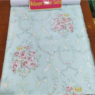 KODE 387 Wallpaper  Sticker  dinding  Motif  Shabby bunga  