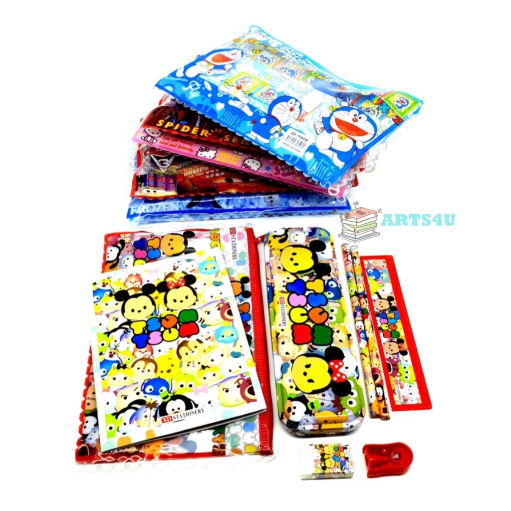 

Paket Tempat Pensil Pencil Case Set Pensil Penghapus Penggaris Buku Karakter