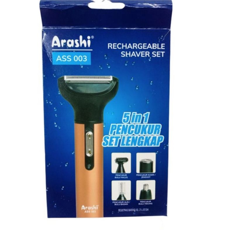 Alat Cukur Rambut / Kumis (Shaver Set) 5in1 Arashi ASS 003