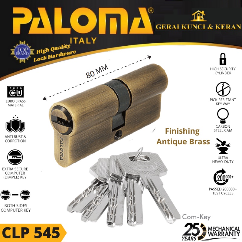 Double Cylinder PALOMA CLP 545 DELUXE DC-CK 80MM Cylinder Kunci AB