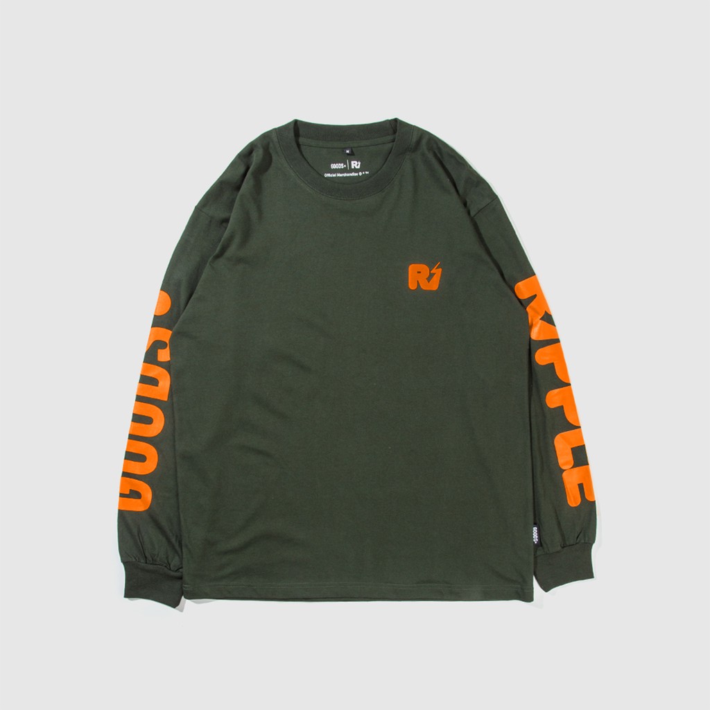 The Goods Dept x Ripple - LOGO LONGSLEEVE.OLIVE KAOS UNISEX