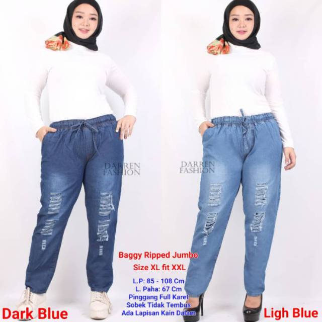 Celana Jeans Sobek Tidak tembus JUMBO (LP±80-118cm) //JF6353