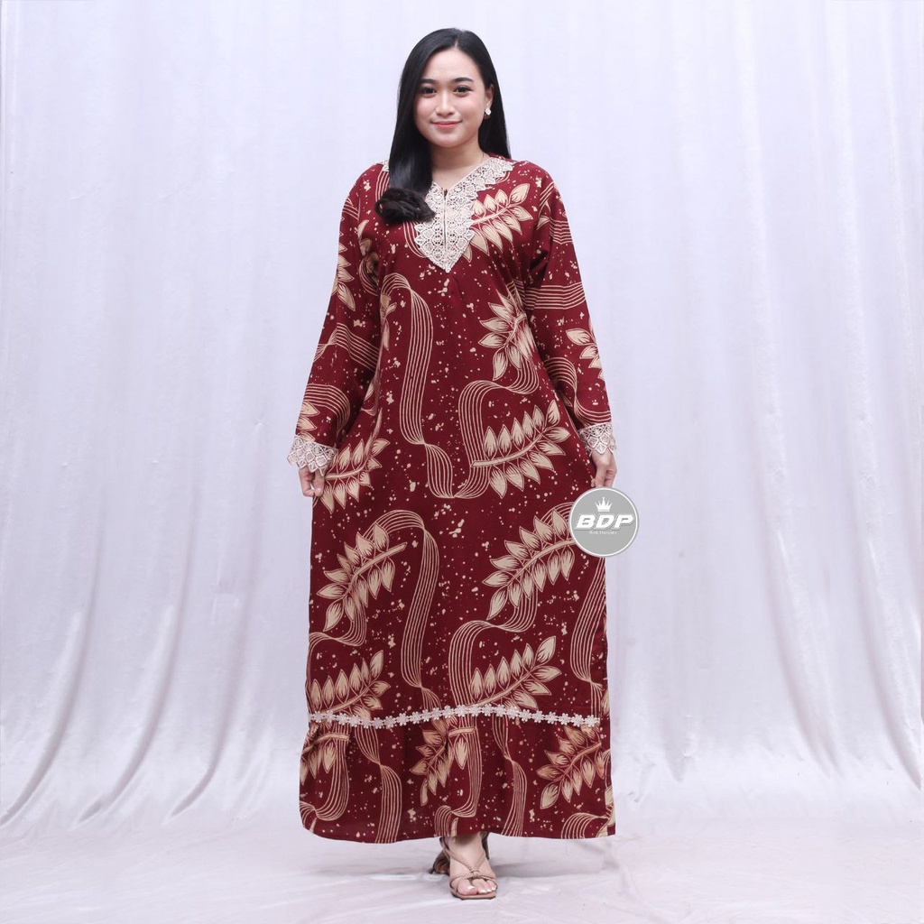 Dianputri - Daster Arab Zeema | Rayon Super Grade A | Resleting Depan Busui | Renda Milo Ori-selerai maroon