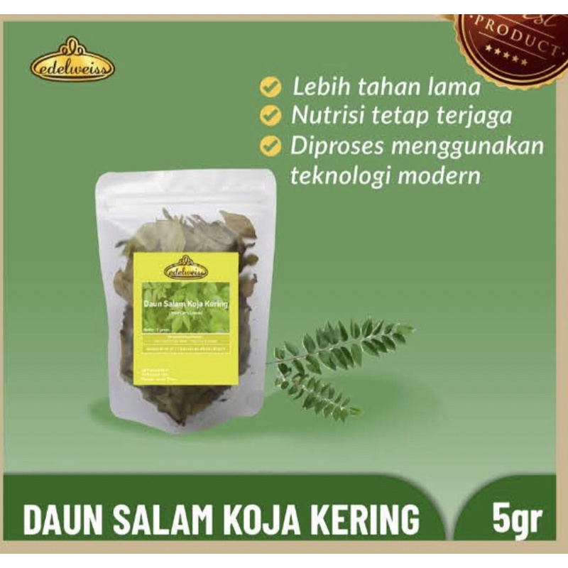 

daun salam koja kering(kari) 5gr edelweiss