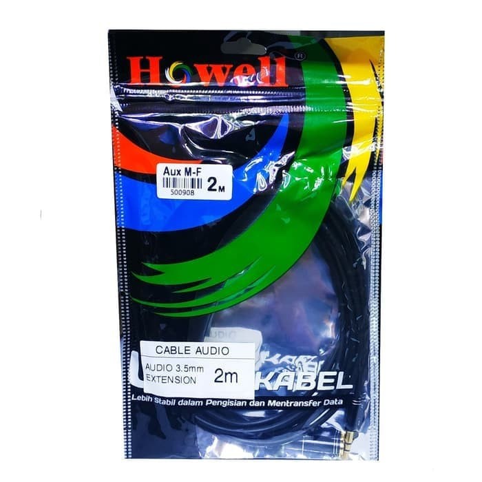 Kabel Extension Aux Audio 3.5mm 2m Audio Perpanjangan 2 Meter Howell 2m