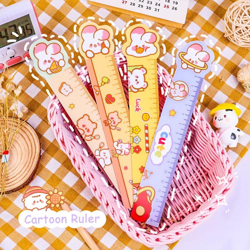 15cm Korean Cute Cartoon Soft Ruler Bendable with Magnetic Drawing Measuring Tool Student Gift