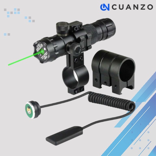Tactical Green Dot Laser Gun Scope Mount+Baterai+Charger / Laser Leser Scope Teleskop Hijau Senapan Angin Siang Malam Tembak Berburu Titik Pcp Uklik Green Warna Nyala Hijau Jarak Jauh 20 Km Premium Besar Cas Charger Tactical Green Asli Lengkap Panas Murah