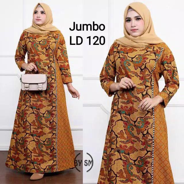 Ms Gamis Batik Sriwedari Maxi Super Jumbo Xxxl Ld 120c. Resleting Belakang Katun Sogan