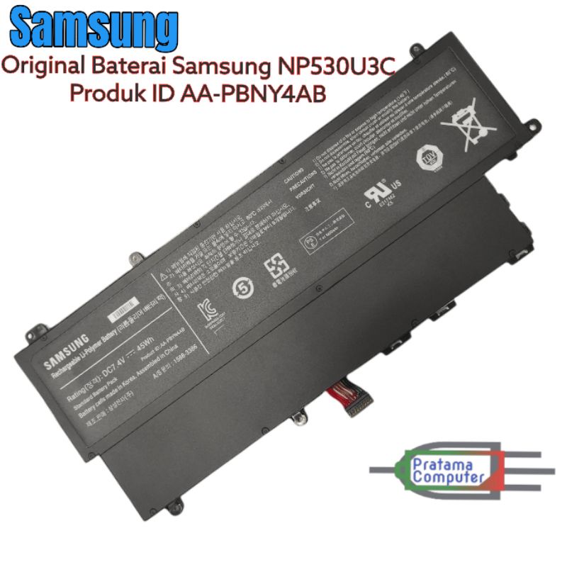 Baterai Battery Batre Original Laptop Samsung NP530U3C-A021D Produk ID AA-PBYN4AB