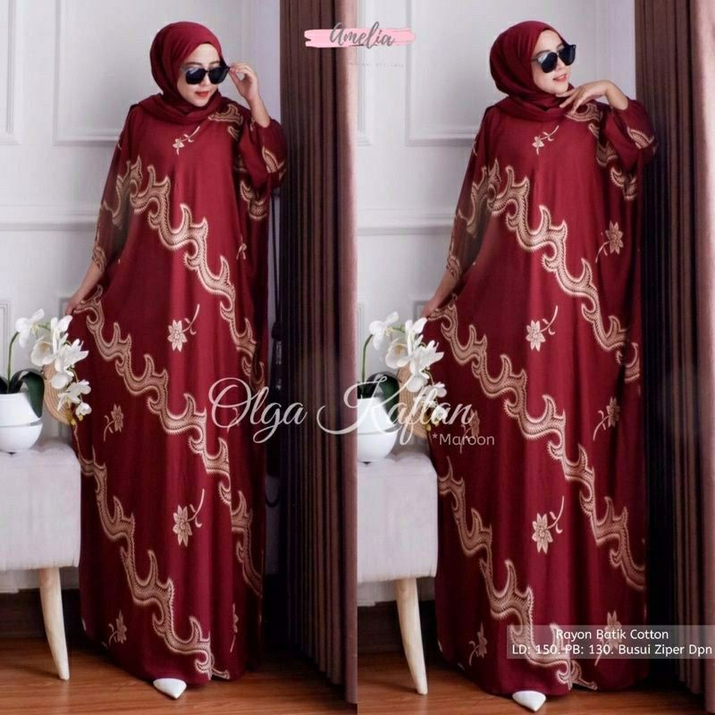 Olga Kaftan - Gamis Olga Kaftan - Longdress Kaftan Jumbo Baju Wanita Dress