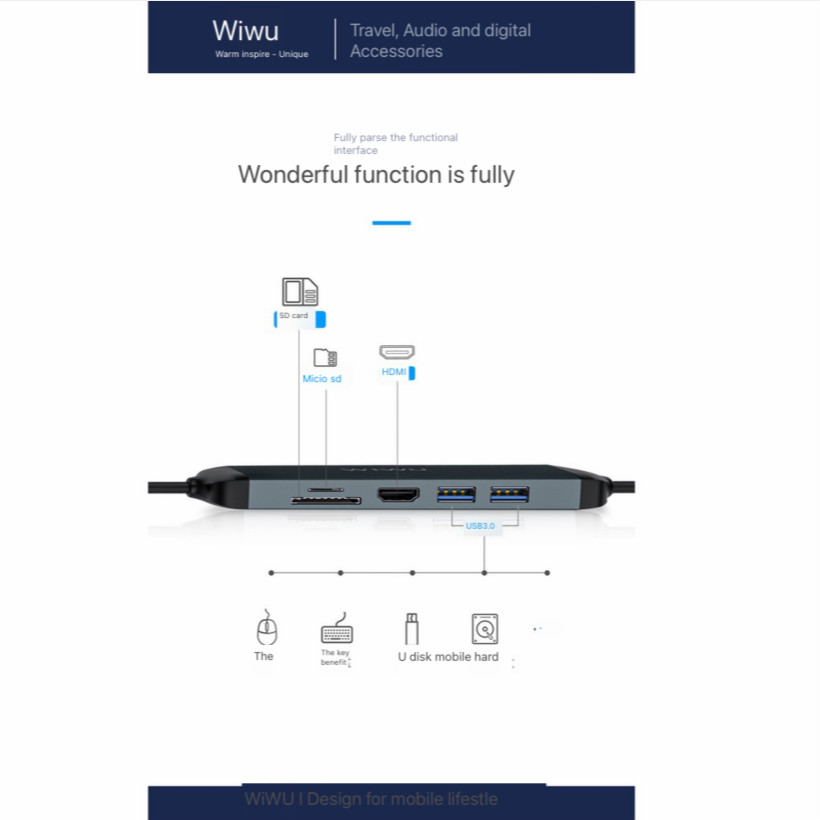 Wiwu-Alpha 521h Kabel Adapter Usb 3.0 Tipe-C Fast Charging Panjang 1.5m Untuk Macbook Hdmi