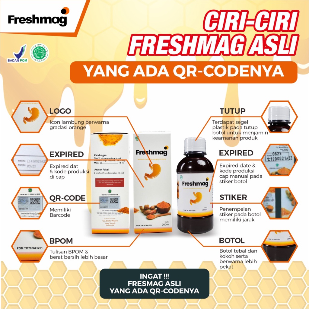 FRESHMAG - 3x Lebih Cepat Atasi Masalah Lambung | Original Madu Herbal Obat Maag Atasi Magh Kronis Gerd Asam &amp; Infeksi Radang Lambung Penambah Nafsu Makan Lancarkan Pencernaan Cegah Mual Muntah Fresh Maag Presmag