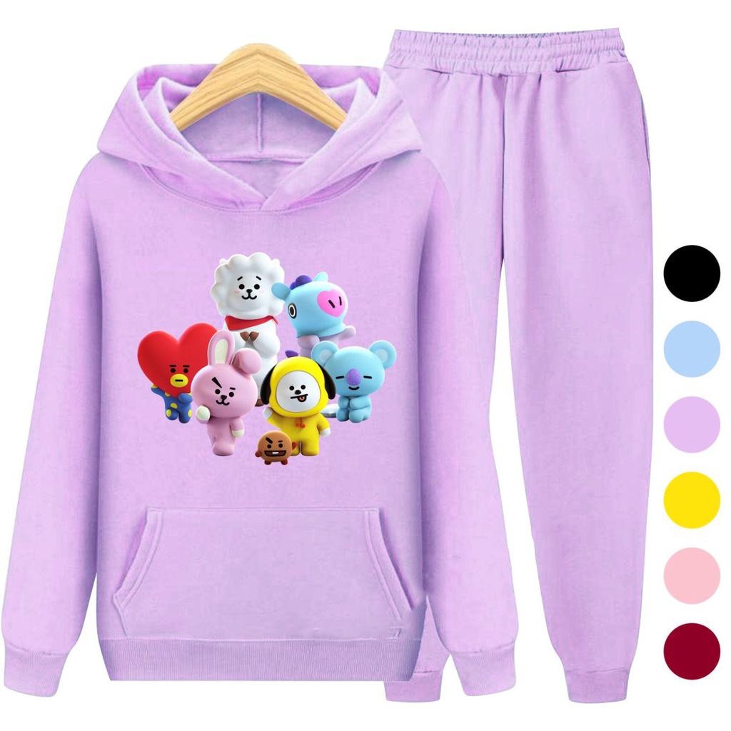 Setelan Anak Sweater Hoodie BT21 Anak Perempuan / Sweater Anak Korea Size S (3-5 thun) M (5-7 thun) XL(9-12 thun) XXL (13 + thun)