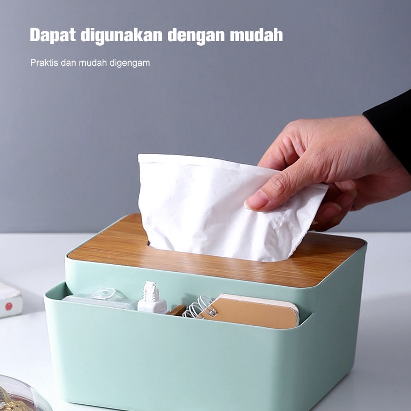 Kotak Tissue Tisu Tisue Box Nordic Aesthetic Modern Kayu dengan Storage Box Multifungsi Terbaru Scandinavian Style Minimalis