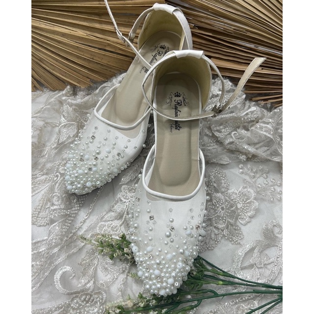 sepatu wanita wedding putih zee tali 7cm tahu