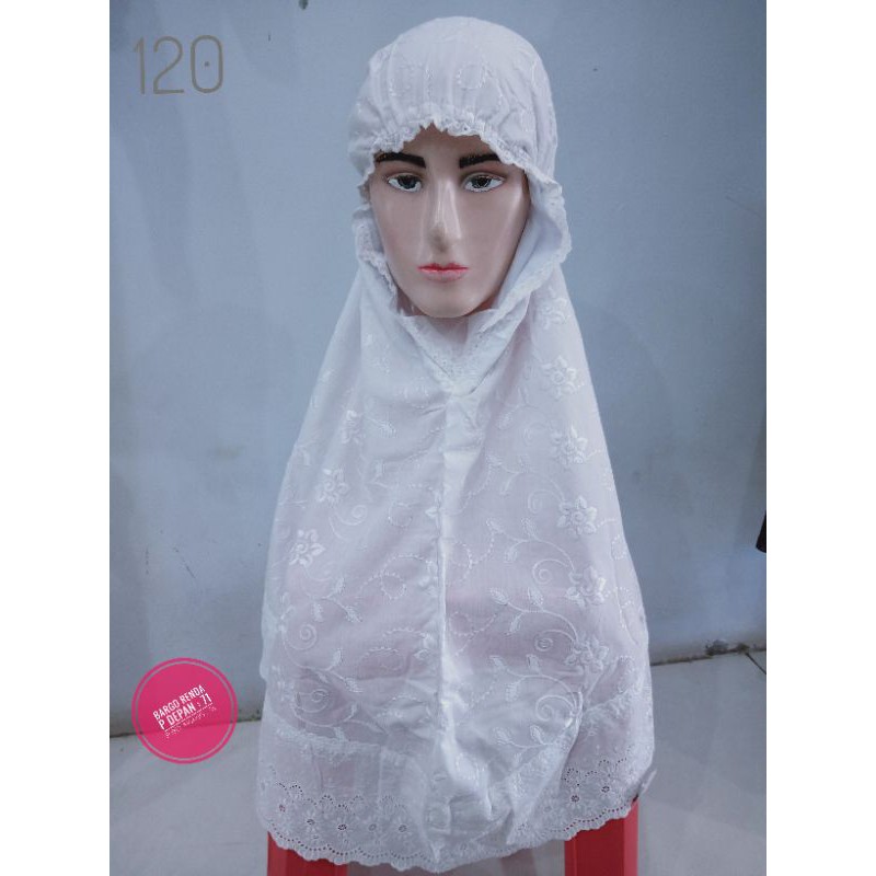 bargo kerudung jilbab ihram ihrom putih bordir M