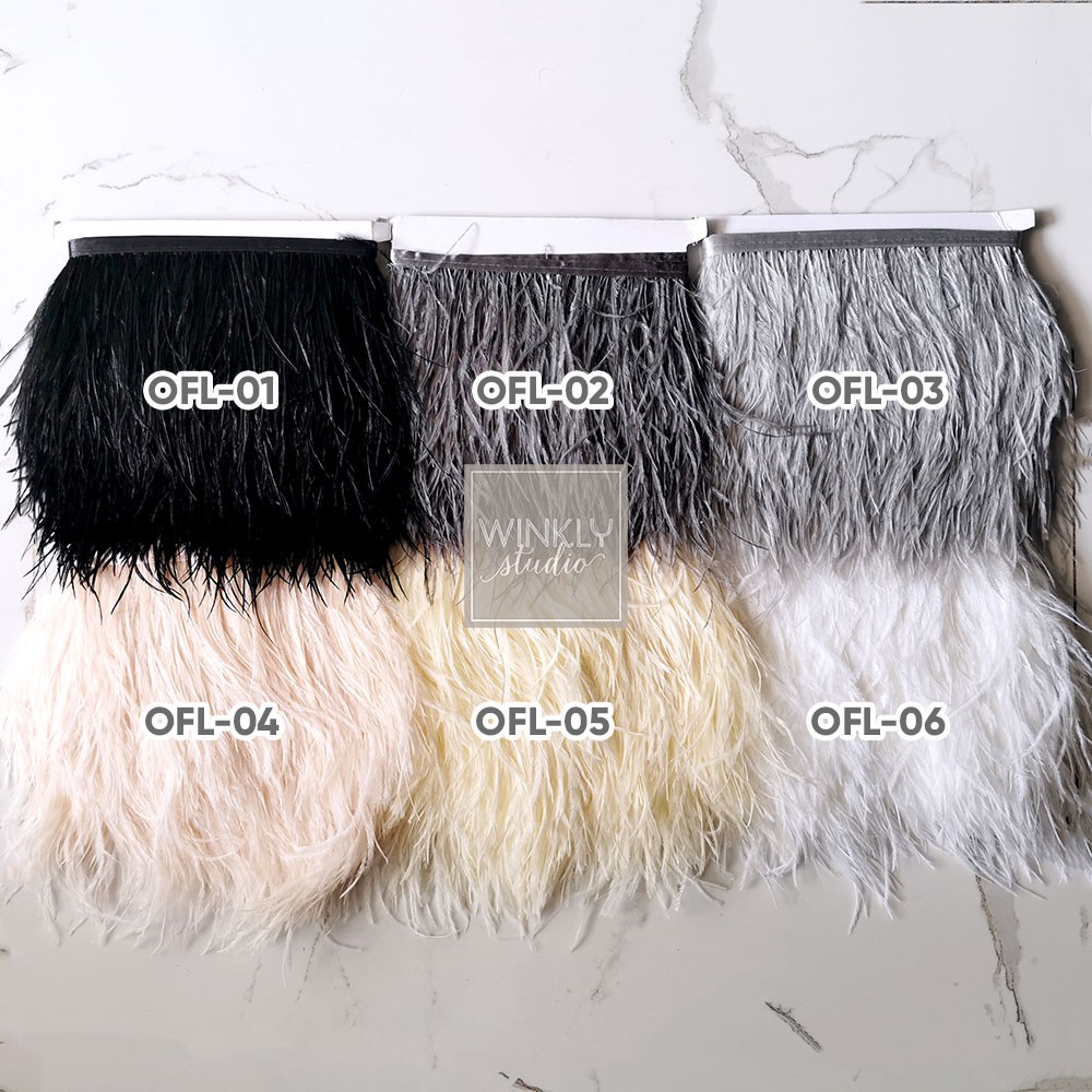 Bulu Ostrich Tinggi 10cm - 15cm Ostrich Feather 10-15cm Renda Ostrich Panjang A