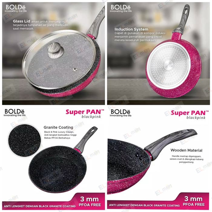 BOLDe super pan granite coating set 5pc Blackpink