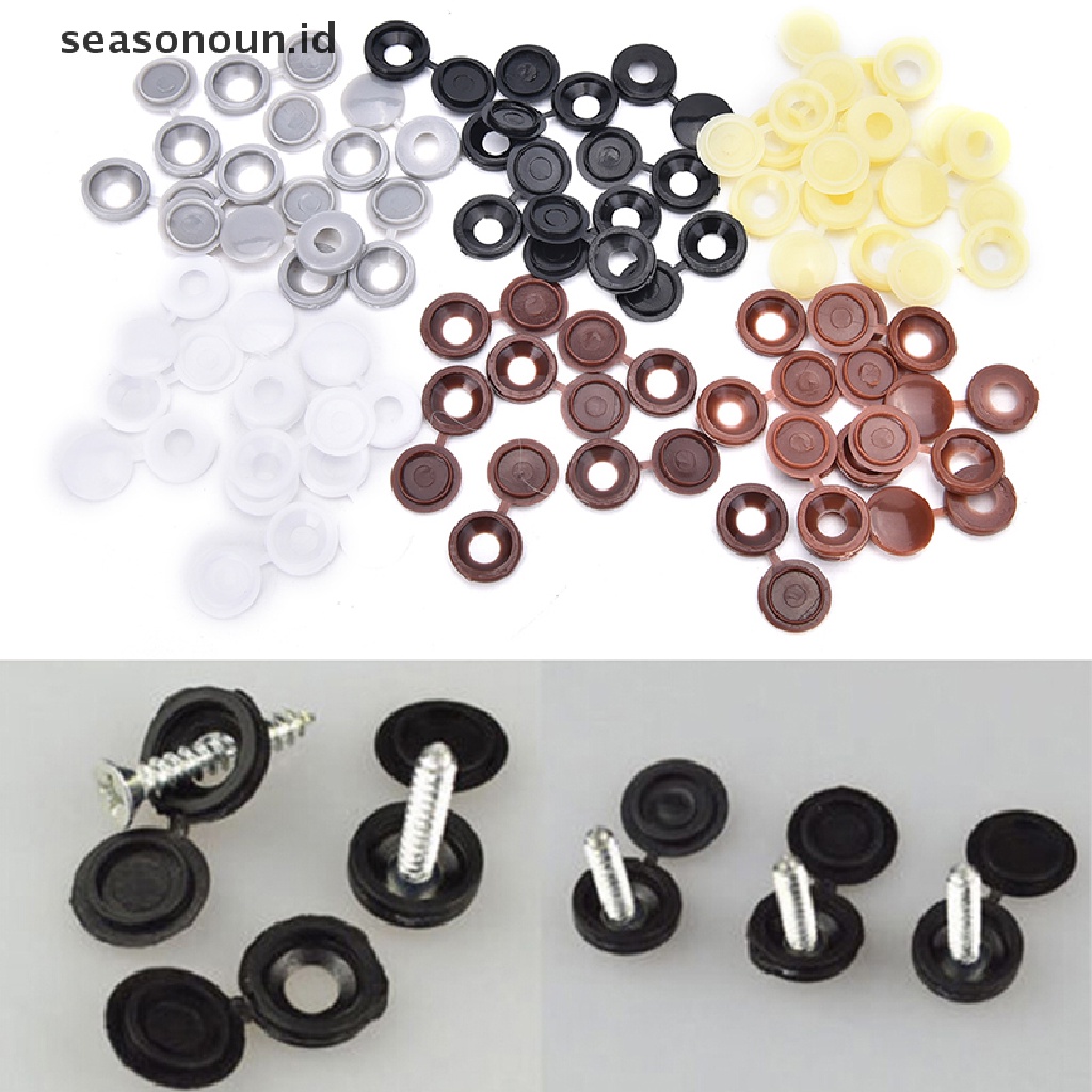 【seasonoun】 10pcs Hinged Plastic Screw Cover Fold Snap Caps For Car Home Furniture Decor, .