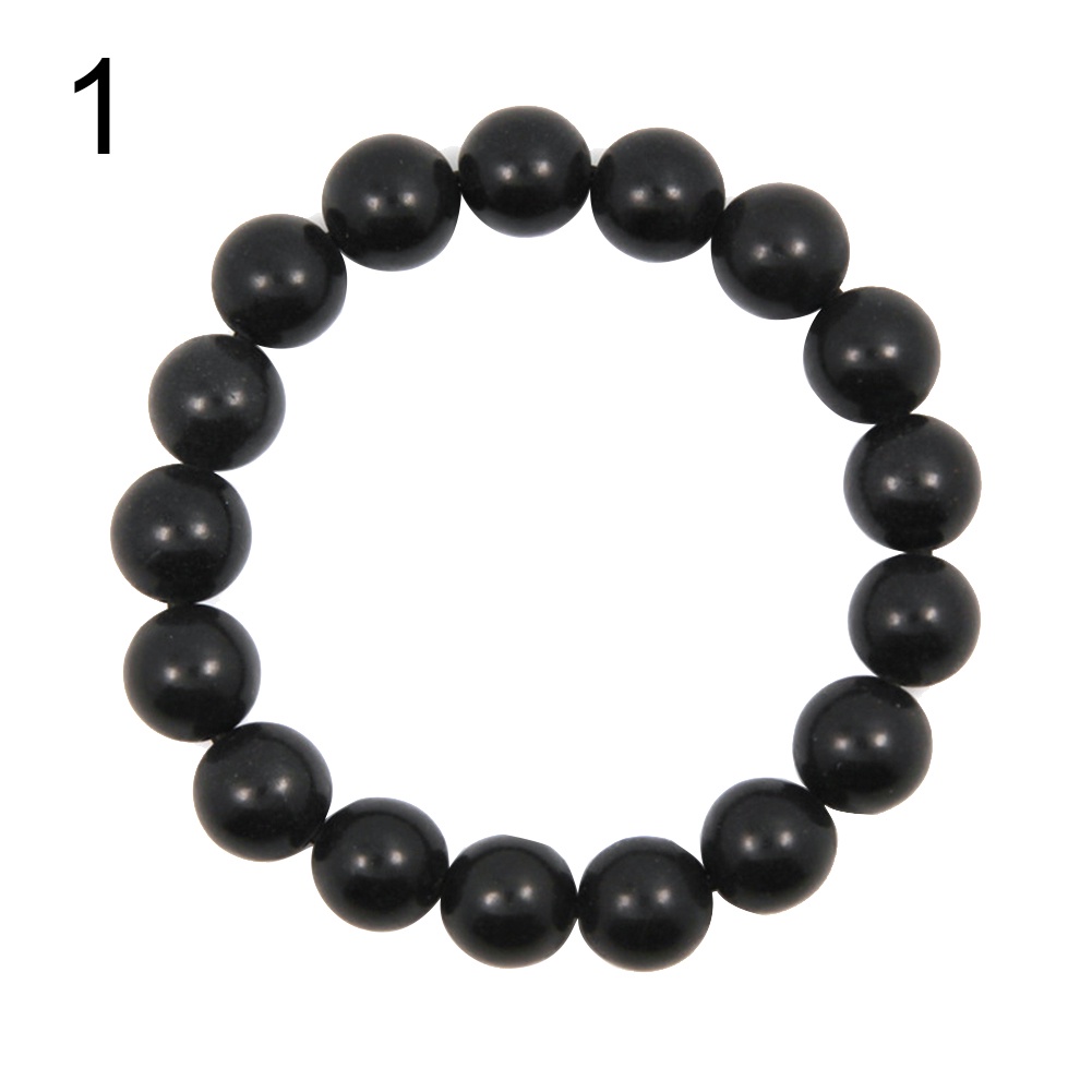 Hu Hu Hu Hu Hu Alat Bantu Pasang Kacamata♡ Gelang Manik-Manik Batu Hitam Minimalis Ukuran 8 / 10mm Untuk Pria / Wanita