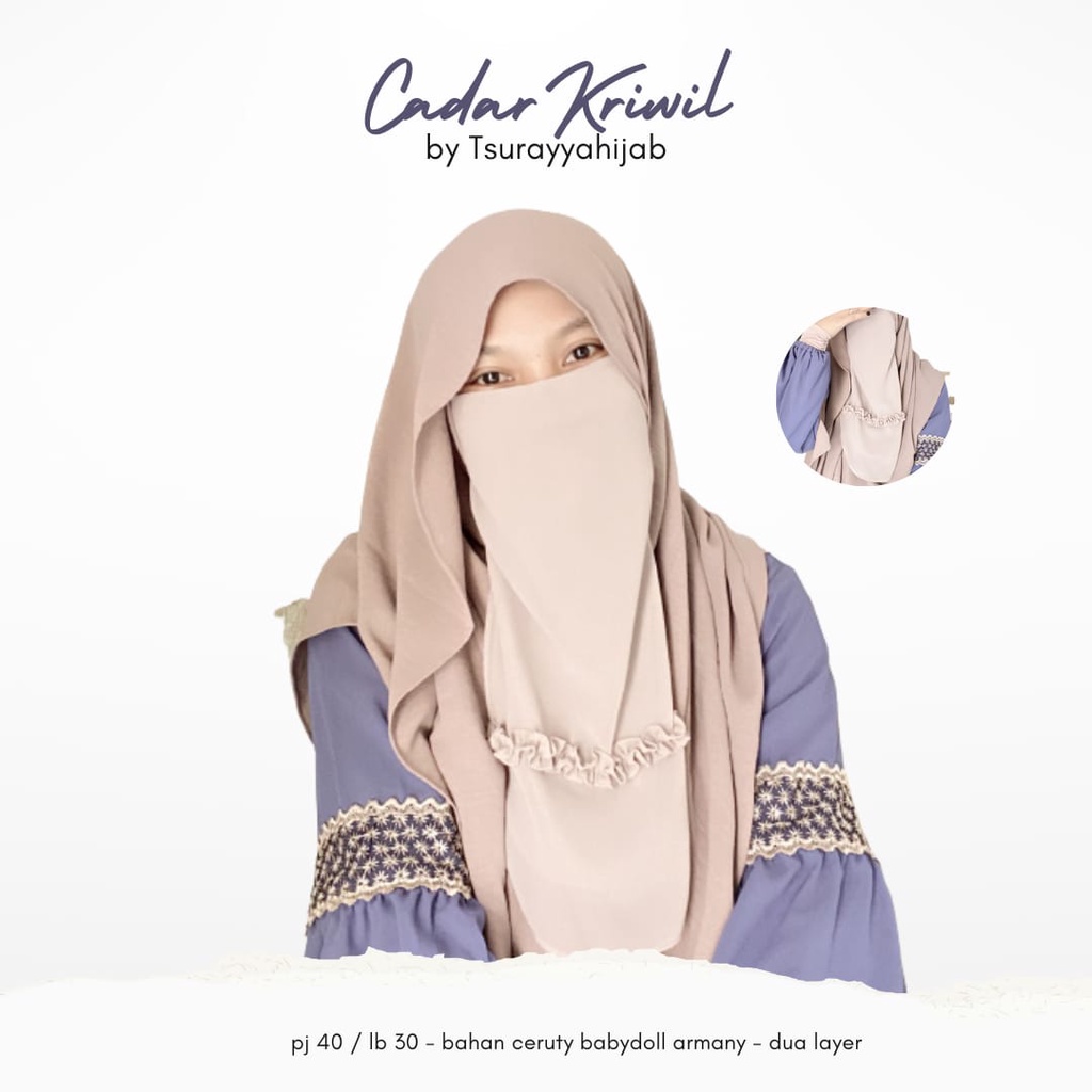 Cadar Tali Kriwil bahan ceruty 2 layer tanpa jahitan bawah mata