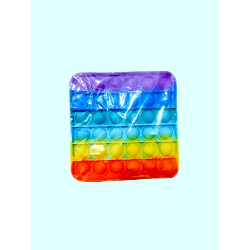 ready Banjarmasin fidget Pop It warna biasa/Pelangi its Mainan anak penghilang stres-Segi 4 rainbow