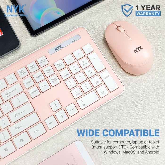 Mouse Keyboard Wireless set NYK PINK K-10 - CYAN