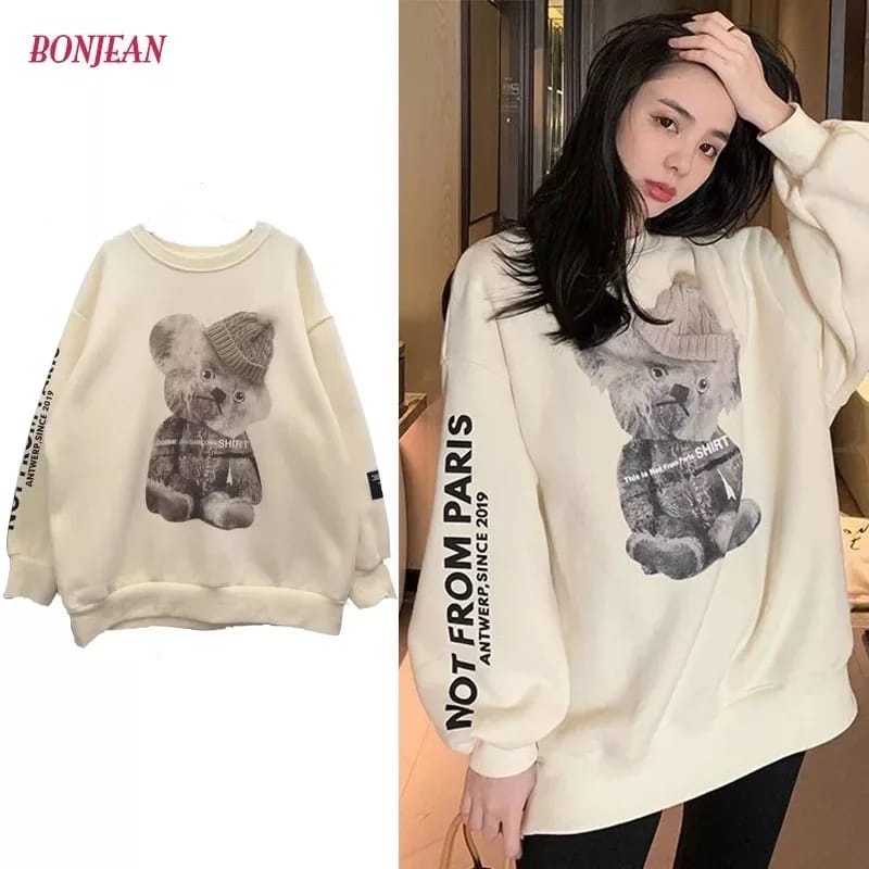 Sweater Oversize Not From Paris l Oblong Matt Fleece Tebal Premium Korean Style