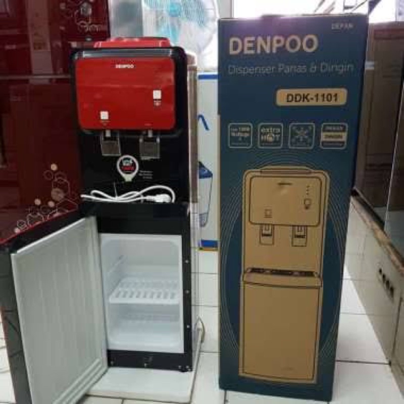 DISPENSER DENPOO DDK-1101 / DDK1101 Dispenser Standing 2 Keran Hot &amp; Cool GARANSI RESMI