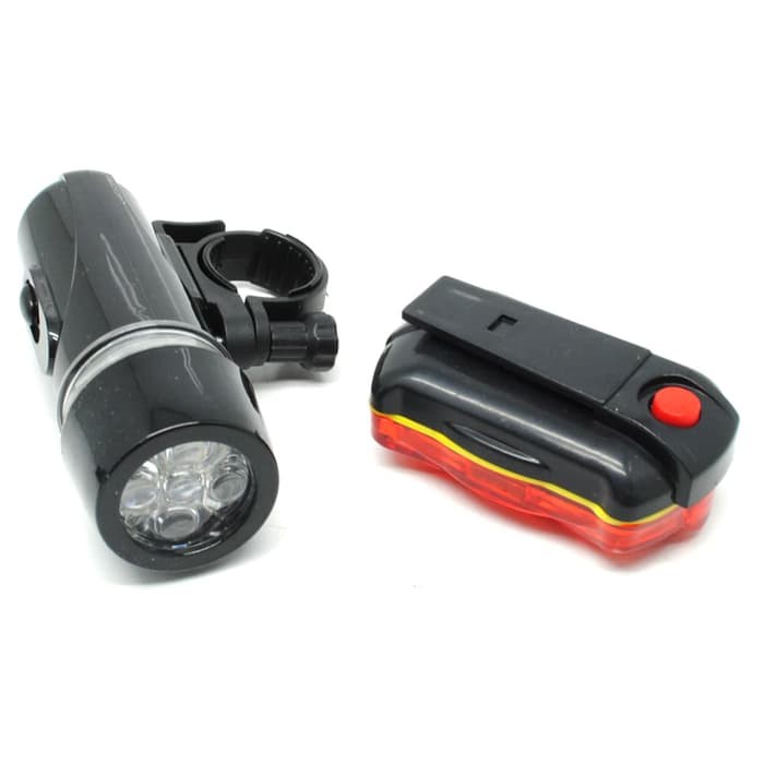 Lampu Depan Sepeda 5 LED &amp; Lampu Belakang - HB-618 - Black--Powerbeam