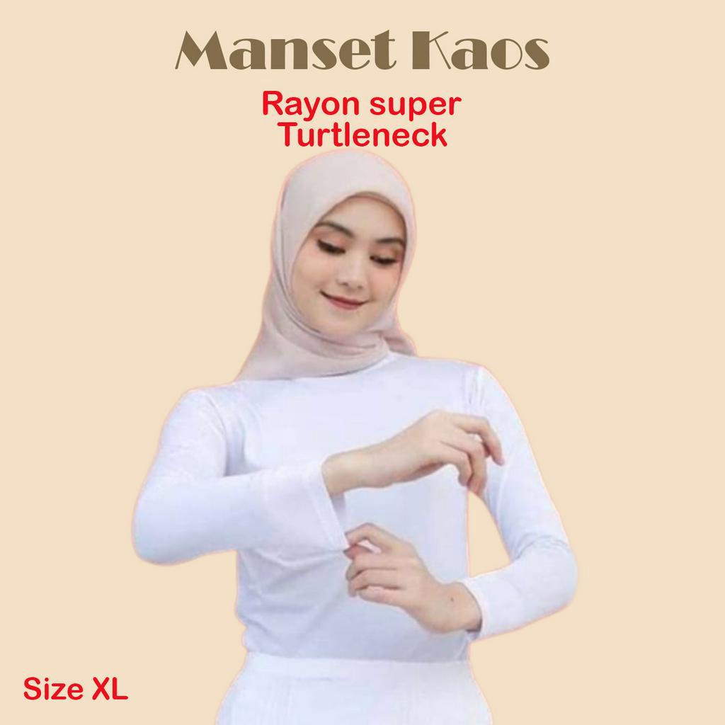 Manset Baju Wanita Lengan Panjang Kerah Tinggi Turtleneck Rayon super