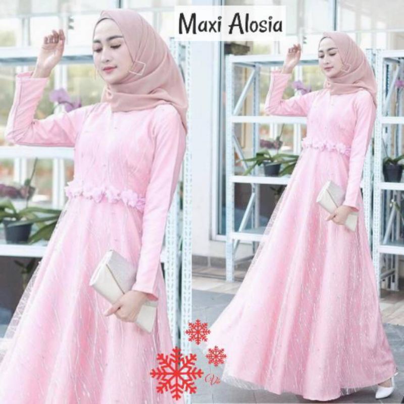 GAMIS WANITA SYARI PREMIUM SYARI SET KHIMAR BROKAT TERBARU 2021 /MAXI DRESS ALOSIA / GAMIS CANTIK