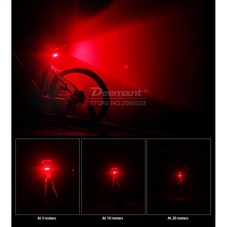 Deemount Lampu Sepeda LED Taillight 120 Lumens - Red/White