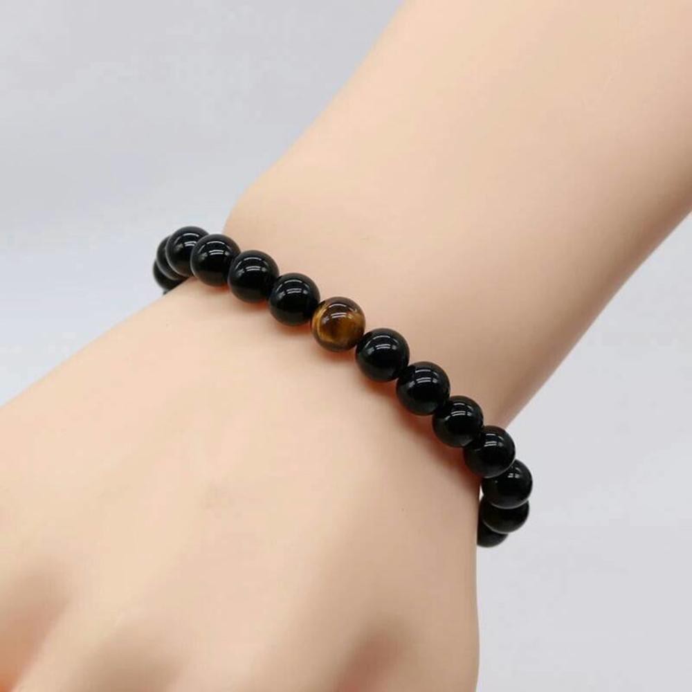 [Bayar di Tempat] GELANG BATU GIOK HITAM BUTIR TIGER EYE PRIA WANITA