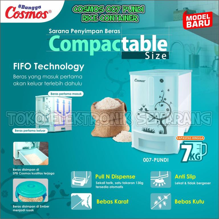 COSMOS 007 PUNDI RICE CONTAINER SARANA PENYIMPAN BERAS 7KG KONTAINER TEMPAT BERAS