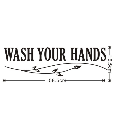 stiker wash yours hand / stiker dinding / dekorasi kamar mandi - AO