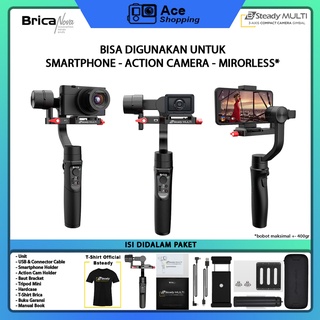 PROMO SUPER ! NEW Brica B-Steady Series - Stabilizer Gimbal 3 Axis - Smartphone - Action Cam - Mirrorles