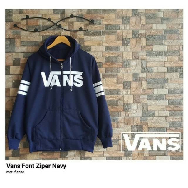 JAKET WANITA CEWEK MOTIF TERBARU VANS ZIPPER NAVY