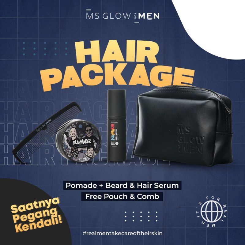 PAKET HAIR MS GLOW FOR MEN / POMADE PLAYMAKER MS GLOW FOR MEN ORIGINAL TERMURAH