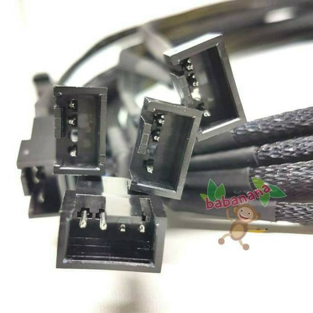 Kabel splitter y 1x molex 1x 4 pin to 5x 4 pin fan pwm cabang kipas pc