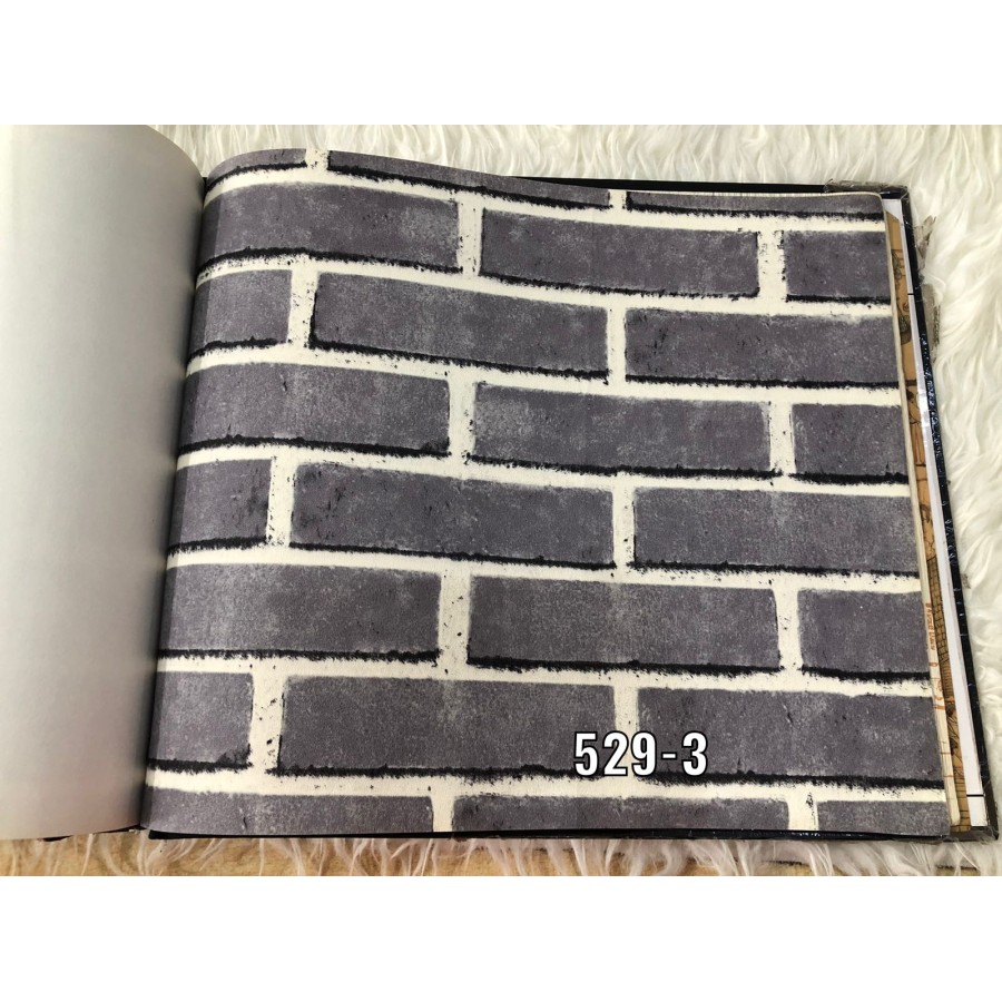 WALLPAPER DINDING 3D MOTIF BATU BATA ABU MODERN 3D
