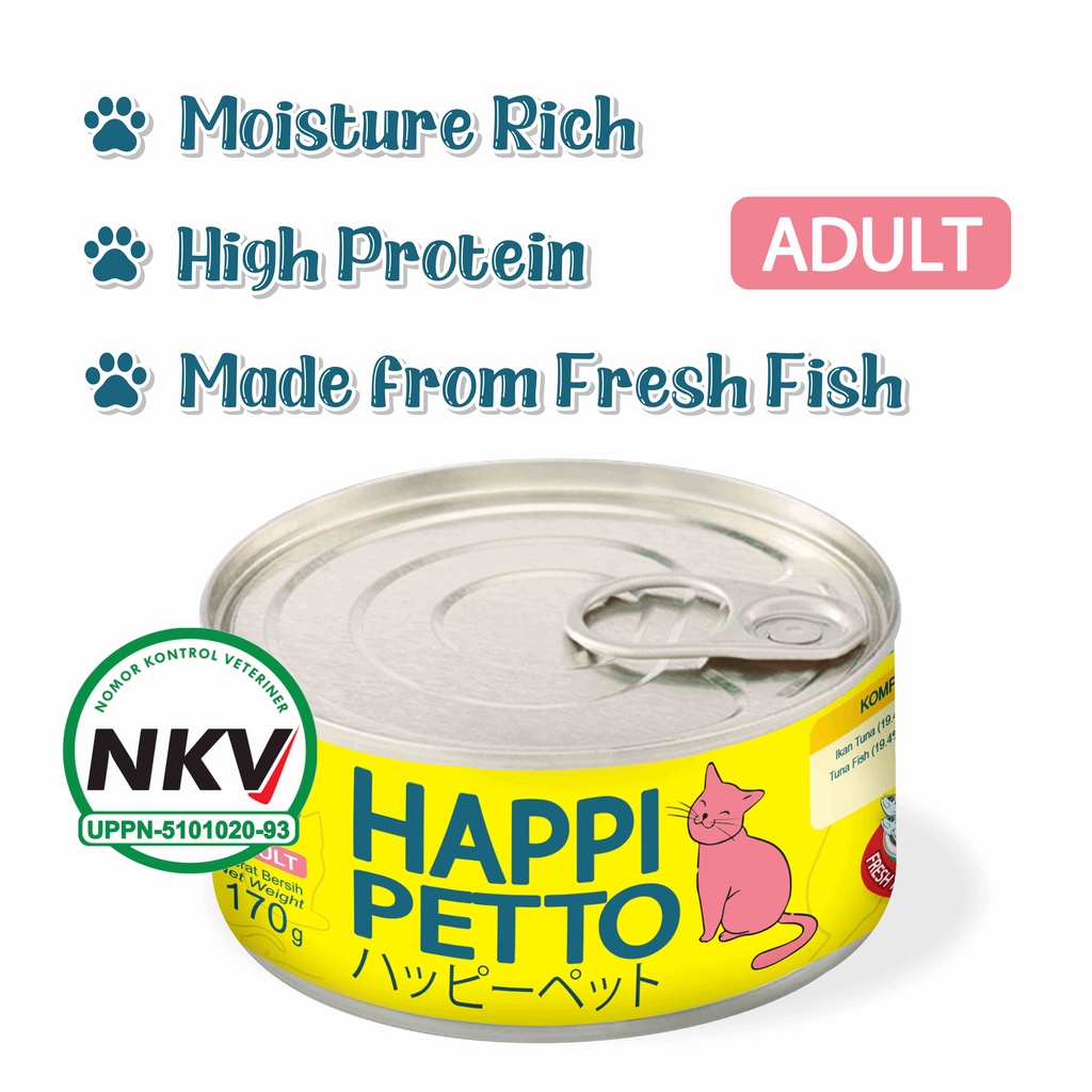 KtmStore Paket 2 pcs makanan kucing adult basah kaleng sarden tuna happi petto happipetto 170 gram