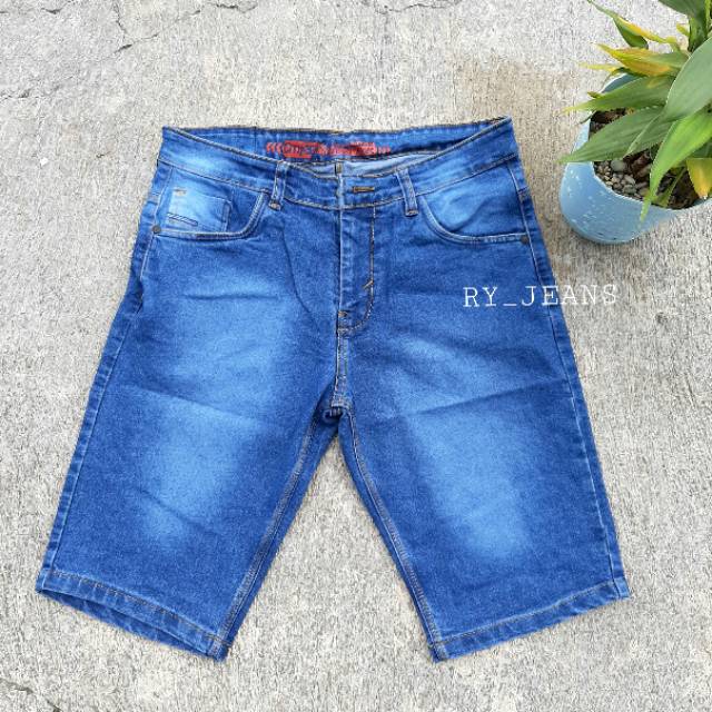 Celana jeans pendek pria jeans biru pria