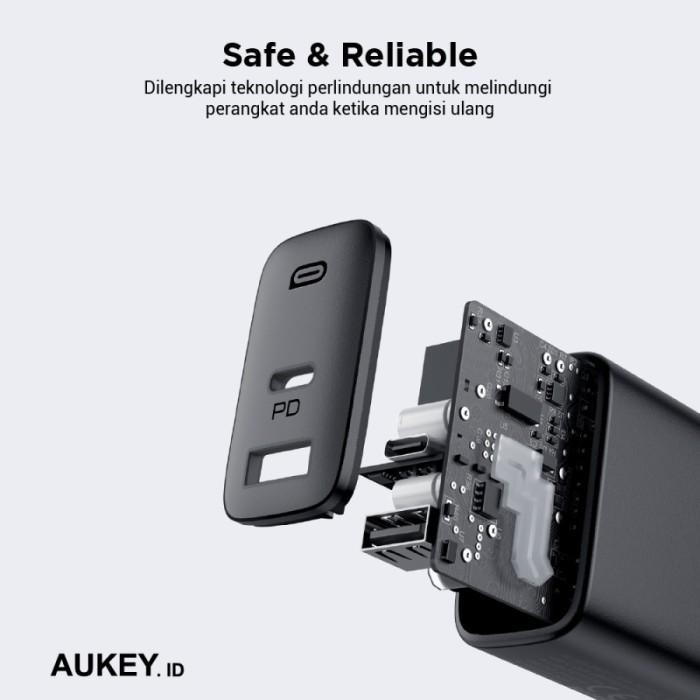 Aukey Adapter Charger PD Type C + USB 32W PA-F3S - SKU : 500708