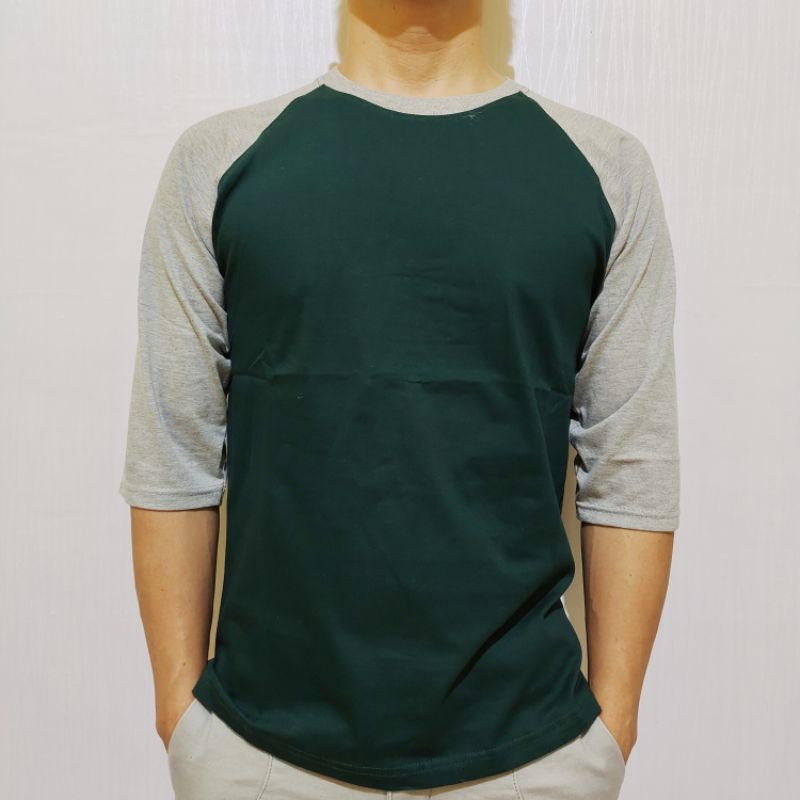 kaos reglan polos warna lengan abu Misty 3/4 M L XL XXL